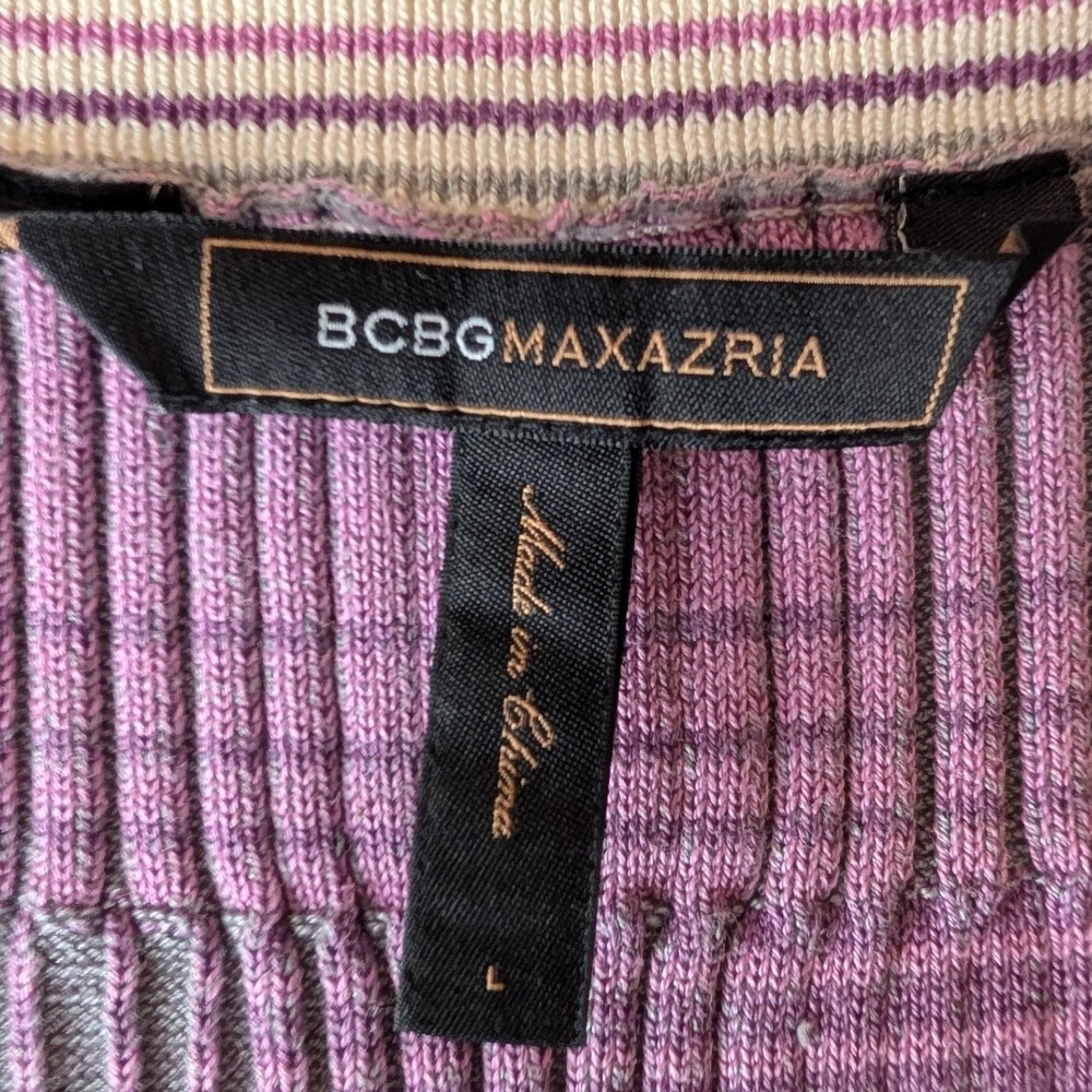 Y2K BCBG Silk Blend Knit Dress L Purple Plaid V-Neck Indie Retro Mod Luxury Chic - Picture 6 of 12